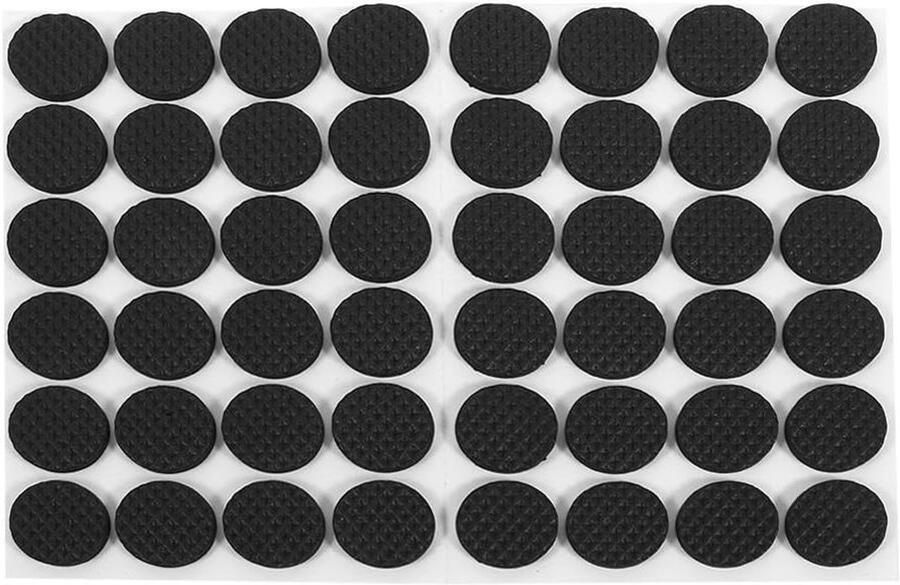 Allecto plus Set van 48 ronde zwarte antislip rubberen voetjes voor meubels en elektronica Beschermers voor kasten en fotolijsten