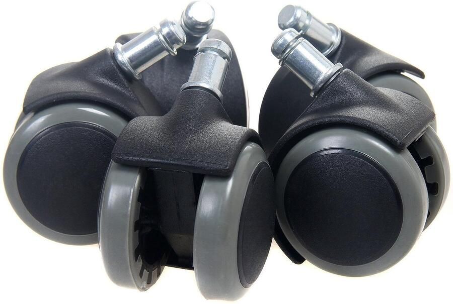 Allecto Plus Zwenkwielen voor Bureaustoel Harde Vloeren Rubber Set van 5 Stuks Grijs Stoelwielen 11mm 50mm Kantoorstoel Wielen Toebehoren