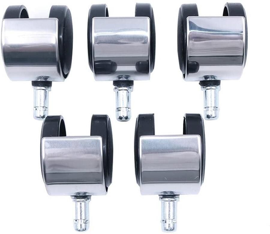 Allecto plus Set van 5 bureaustoelwielen van polyurethaan voor tapijt hardhout met 11 mm draaistoelen. Geruisloze reservewielen voor bureaustoel Bescherming voor vloer Makkelijk te monteren