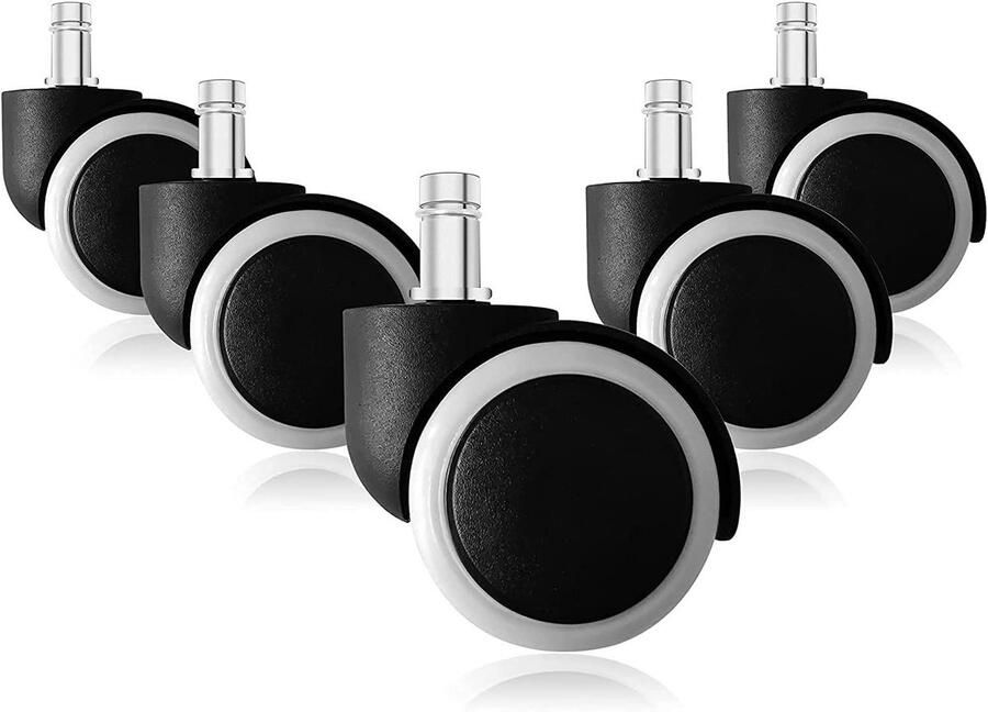 Allecto plus Set van 5 stuks zwenkwielen 10 x 22 mm voor bureaustoel Duurzame vloerbescherming met soepele beweging