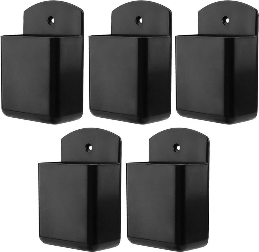 Allecto Plus Set van 5 zelfklevende afstandbediening houders opbergdoos kantoorartikelen 6.3 x 3.5 x 10 cm Zwart