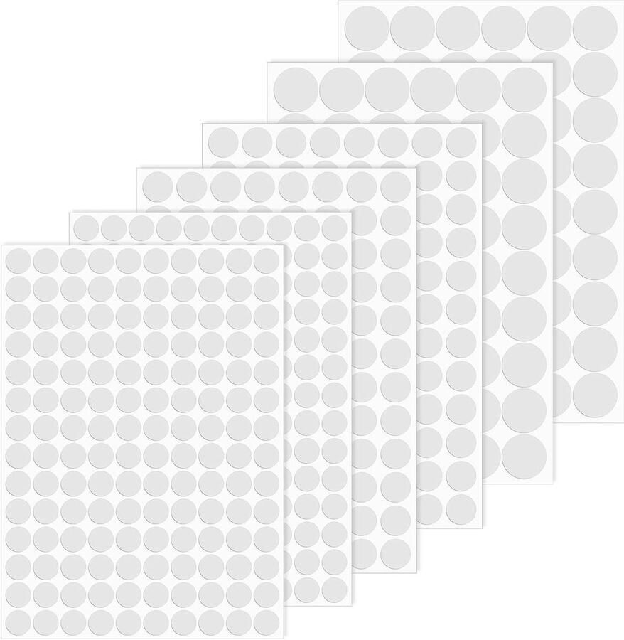 Allecto Plus Set van 580 PVC schroefafdekkingen in 12 mm 15 mm 21 mm Zelfklevende witte afdekkappen Schroefgatstickers voor bureaus wandkasten meubels muur