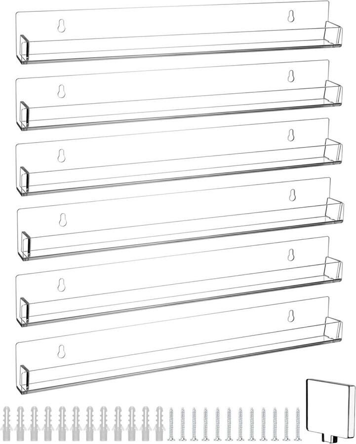 Allecto plus Set van 6 acryl nagellakplanken 38 cm Wandplanken voor nagellak parfum en cosmetica Geschikt voor tot 90 flesjes