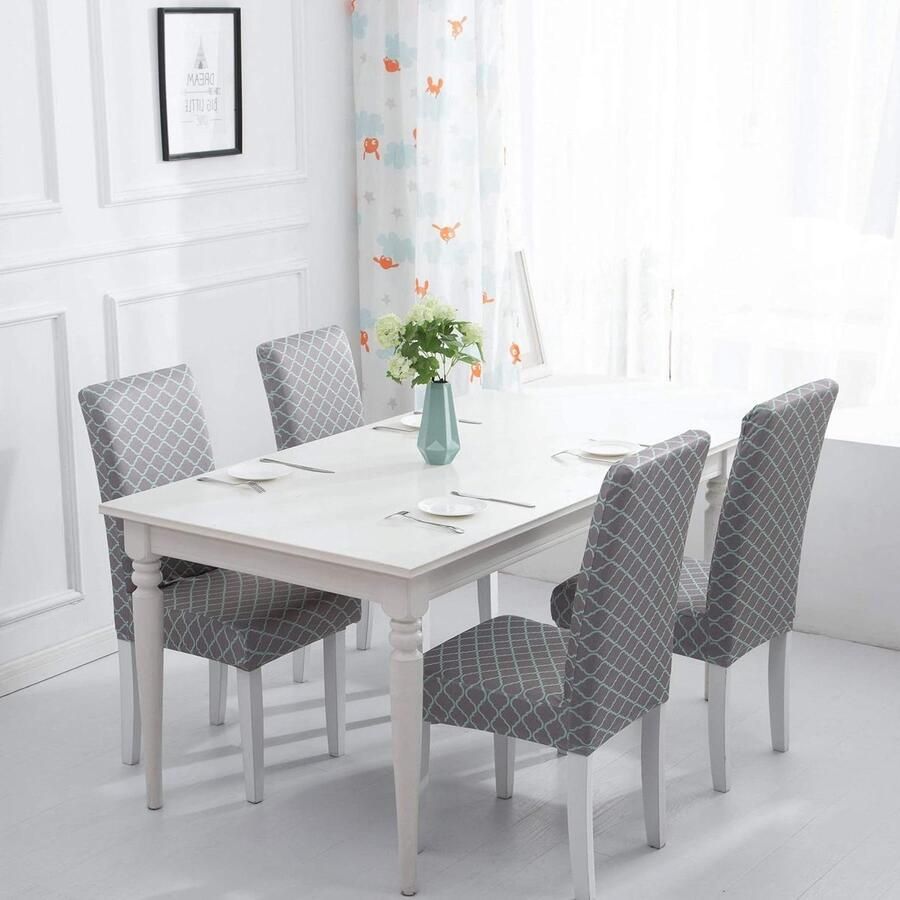 Allecto plus Set van 6 grijze stoelhoes beschermsels voor eetkamerstoelen Afneembaar en wasbaar Geschikt voor keuken hotel ceremonie en banket Decoratief en praktisch
