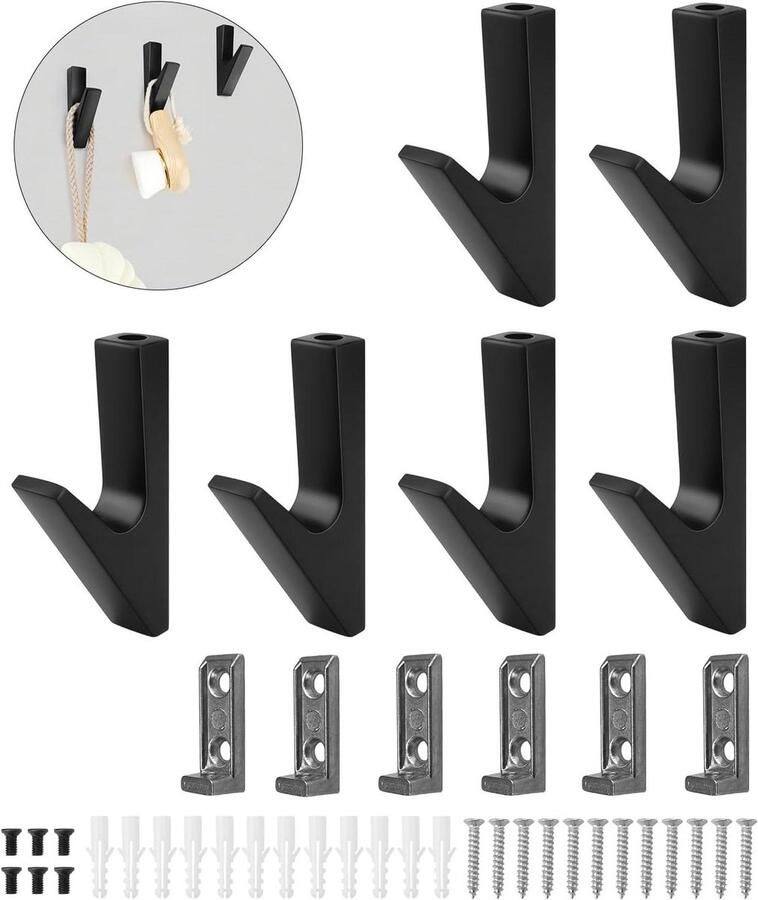 Allecto Premium Kledinghaken 6 stuks Akoestische paneelhaken Eenvoudig te installeren Ruimtebesparend Gebruik in woonkamer en slaapkamer Montage voor kledingrek Stylish en praktisch design