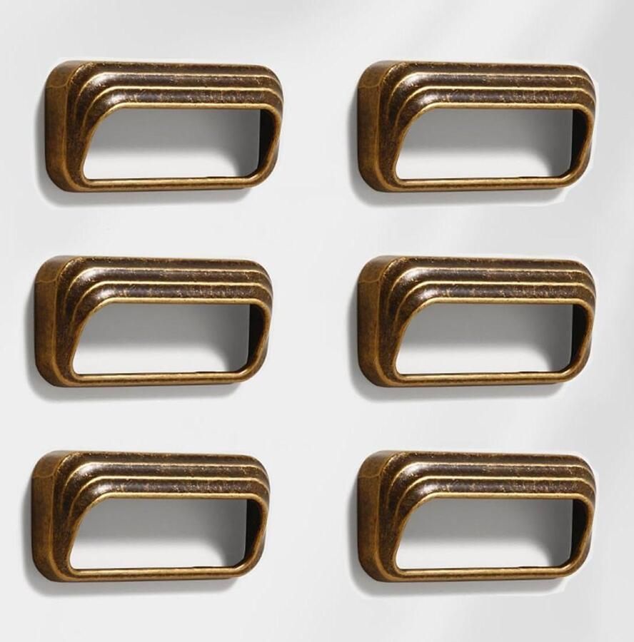 Allecto Plus Set van 6 massief messing deurknoppen handgrepen voor vintage meubels Gouden kastgrepen keuken Metalen meubelknoppen Kastknoppen (Gat midden: 64mm)