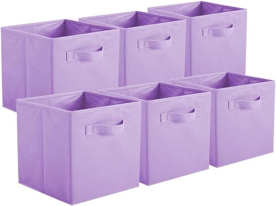 Allecto plus Set van 6 opvouwbare stoffen opbergdozen in lichtpaars