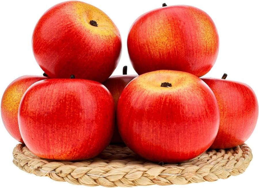 Allecto Plus Set van 6 realistische kunstmatige rode appels voor thuisdecoratie in keukenkasten
