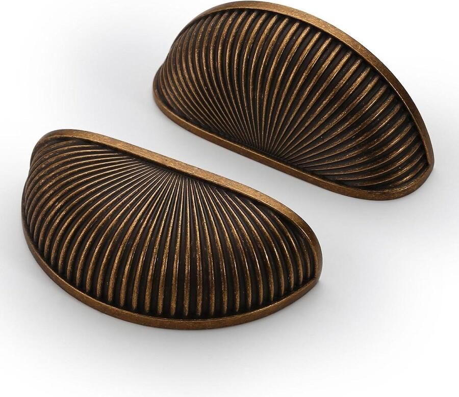 Allecto plus Set van 6 schelp cup handgrepen voor vintage meubels Retro keukenkast deurknoppen met schroeven