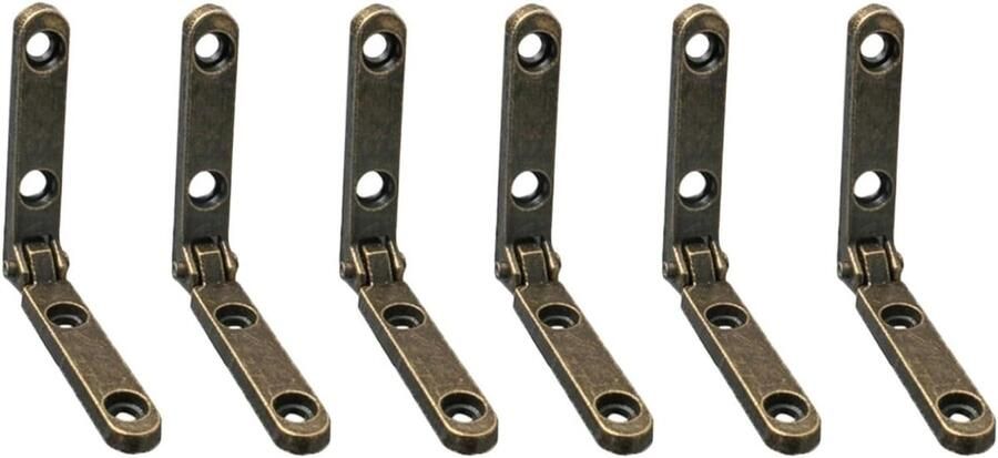 Allecto Plus Set van 6 sieradenkistje scharnieren 90 graden Zinklegering Kleine doosjes Zijrails Mini houten kistje Kast hardware Brons