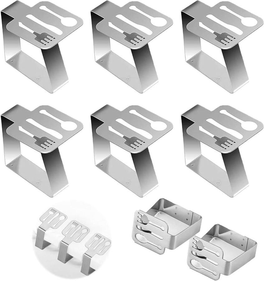 Allecto Plus Set van 6 Tafelkleedhouders Clips RVS Tafelkleed Klemmen Buiten Tafelkleed Clips Decoratieve Cover Metalen Tafelkleed Clip Set Picknick Tafels Accessoires Patio en Feest Zilver