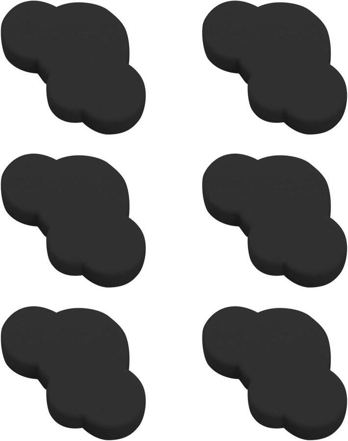 Allecto Plus Set van 6 wolkvormige ladeknoppen voor kinderkamerkasten Meubelknoppen voor jongens en meisjes Cartoonvormige rubberen knoppen Kastgreep in zwart design