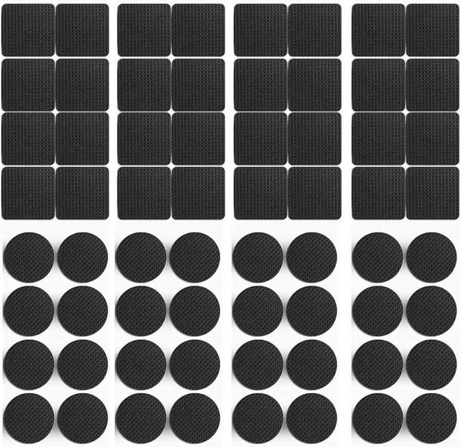 Allecto Plus Set van 64 zelfklevende antislip pads 3 mm dik voor meubels rechthoekig en rond meubelkasten laden meubelglijders