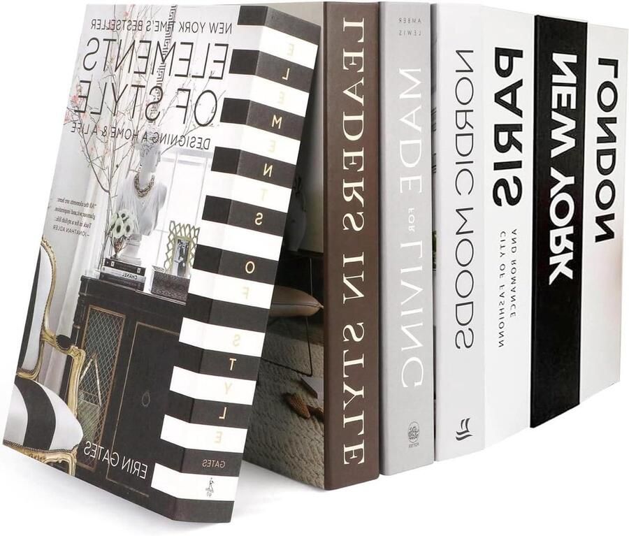 Allecto plus Set van 7 decoratieve zwart en wit boeken voor woondecoratie Modieus en esthetisch Geschikt voor salontafel en kantoor