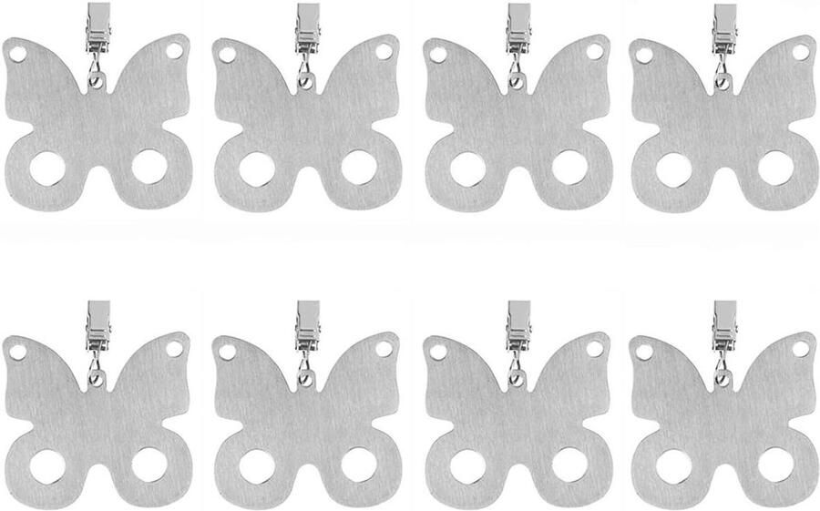 Allecto Plus Set van 8 Roestvrijstalen Tafelkleed Gewichten met Clips voor Familie Diner Tafel en Buitenshuis Picknick Decoratie (Vlinder)