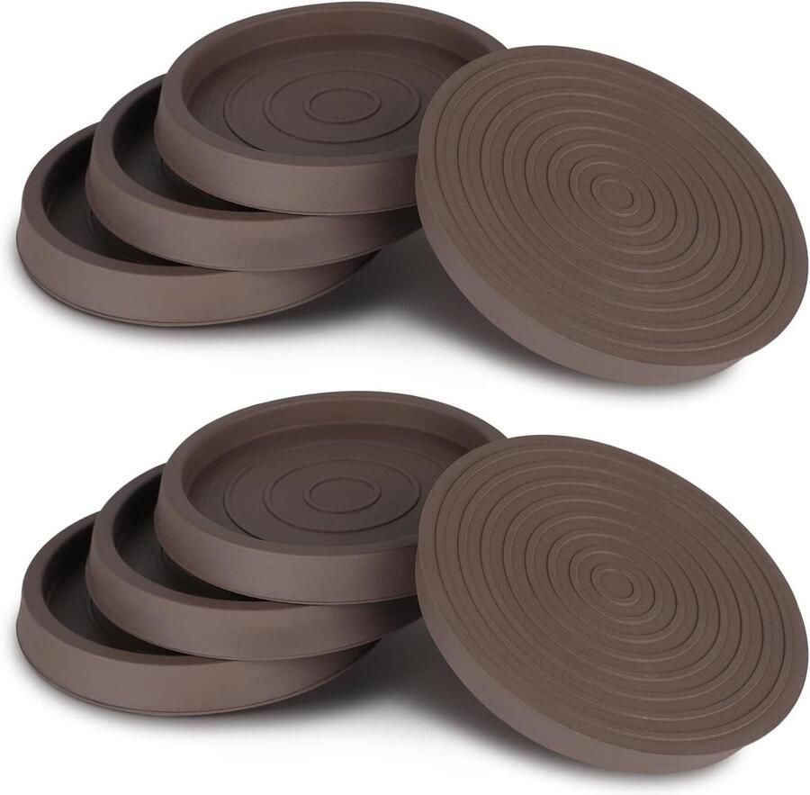 Allecto Plus Set van 8 ronde meubelkussens voor stoel- en tafelpoten Rubberen vloerbeschermers voor harde ondergronden Meubelpads in bruin
