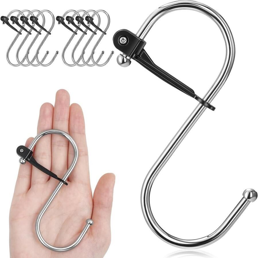 Allecto Plus Set van 8 sterke S-haken met veiligheidsgesp voor keuken garderobe en garage