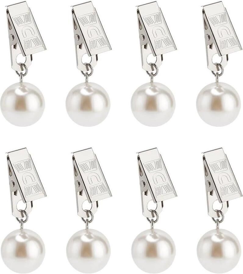Allecto plus Set van 8 tafelkleedgewichten met parelhangers voor picknick- en tuinfeesten