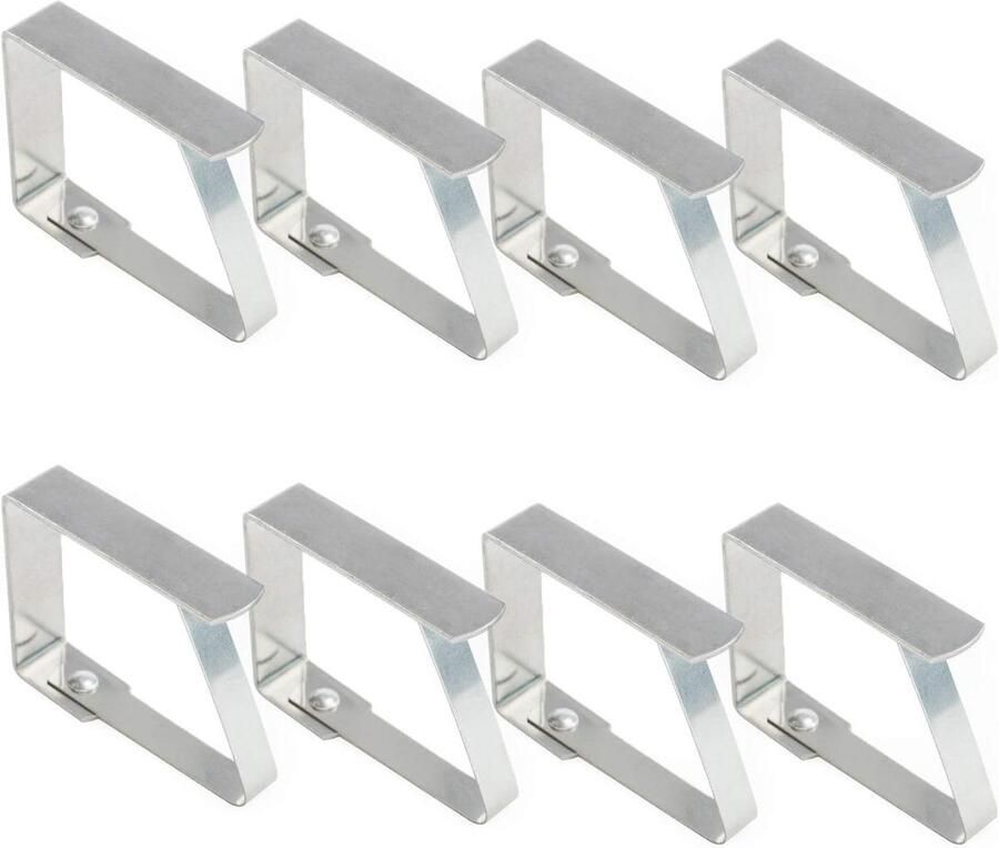 Allecto Plus 8 stuks tafelkleedklemmen van roestvrij staal verstelbaar – ideaal voor tafelbuffetten & picknicks!