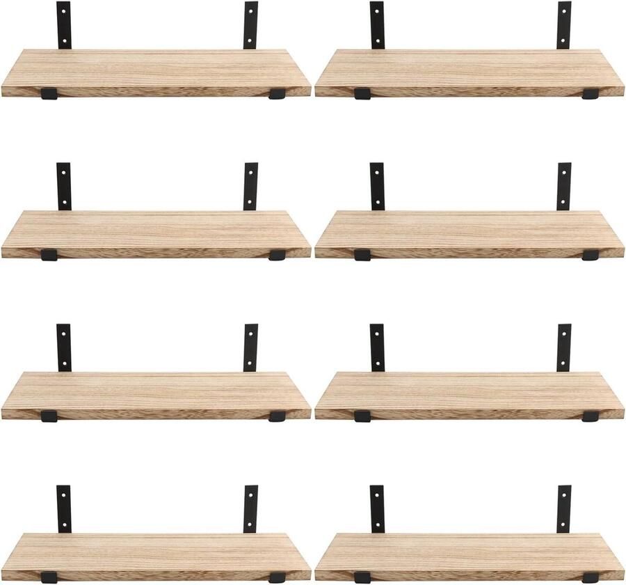 Allecto Plus Set van 8 wandgemonteerde houten zwevende planken 40 x 15 x 15 cm met schroeven voor slaapkamer badkamer keuken woonkamer kantoor wasruimte Rustieke zwevende planken