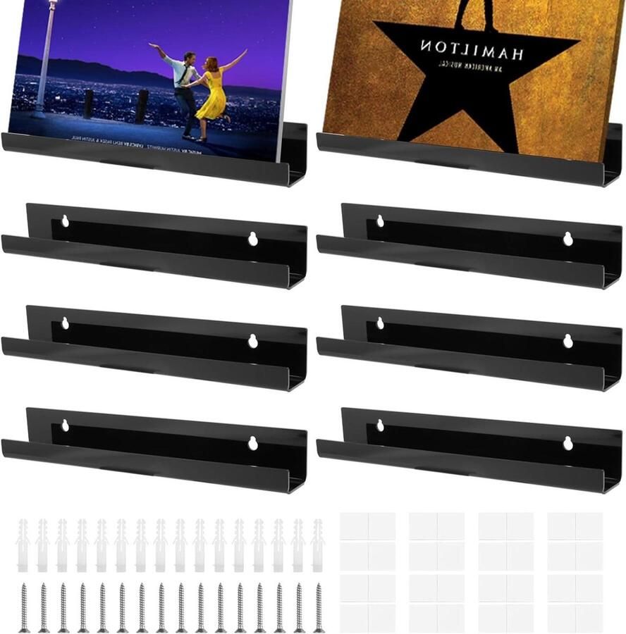 Allecto Plus: Set van 8 wandhangers vinyl wandhouder 305 x 43 x 43 cm decoratieve opbergoplossing voor woonkamer kantoor en studio