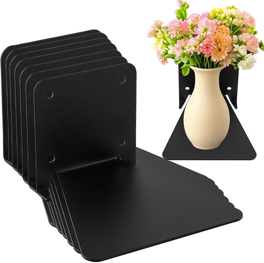 Allecto Plus Set van 8 Zwarte Drijvende Planken 13x13x8cm voor Muur Opslag in Slaapkamer en Woonkamer