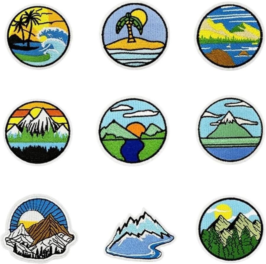 Allecto Plus Set van 9 strijkapplicaties voor outdoor kleding en accessoires DIY patches voor kleding T-shirt jeans tassen Duurzaam en stijlvol