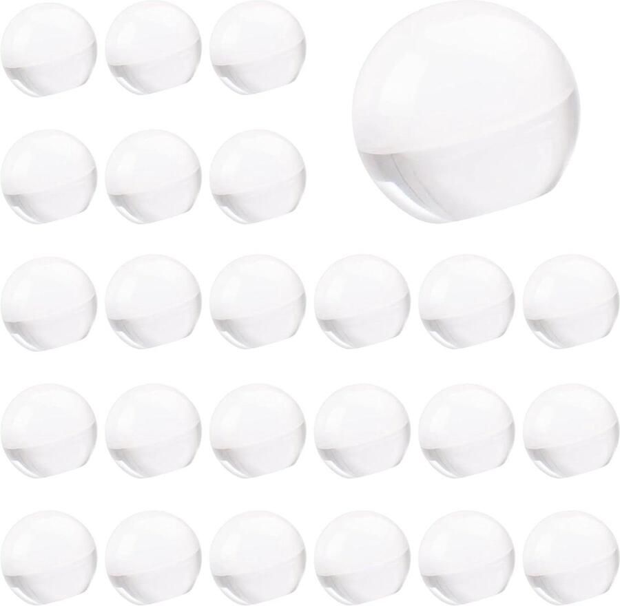 Allecto Premium Set van 24 zelfklevende acryl knoppen voor dressoir laden en kasten 20 mm diameter Transparant