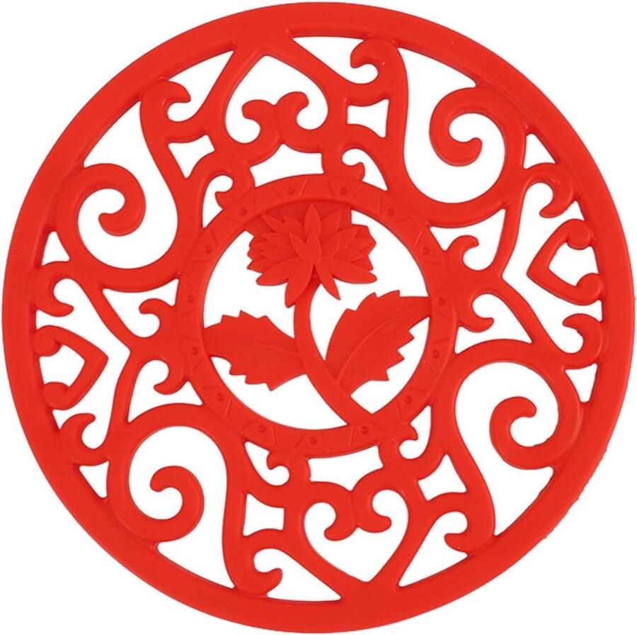 Allecto plus Siliconen onderzettermat voor warme gerechten hittebestendig antislip keukenaanrecht en tafelblad zwart en rood