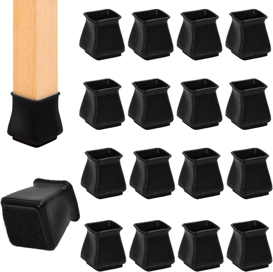 Allecto Plus Siliconen Stoelpootdoppen 16 Stuks Beschermkappen Hoekige Stoelpoten Stoelpootbeschermers Binnen en Buiten Harde Vloeren Duurzaam Materiaal