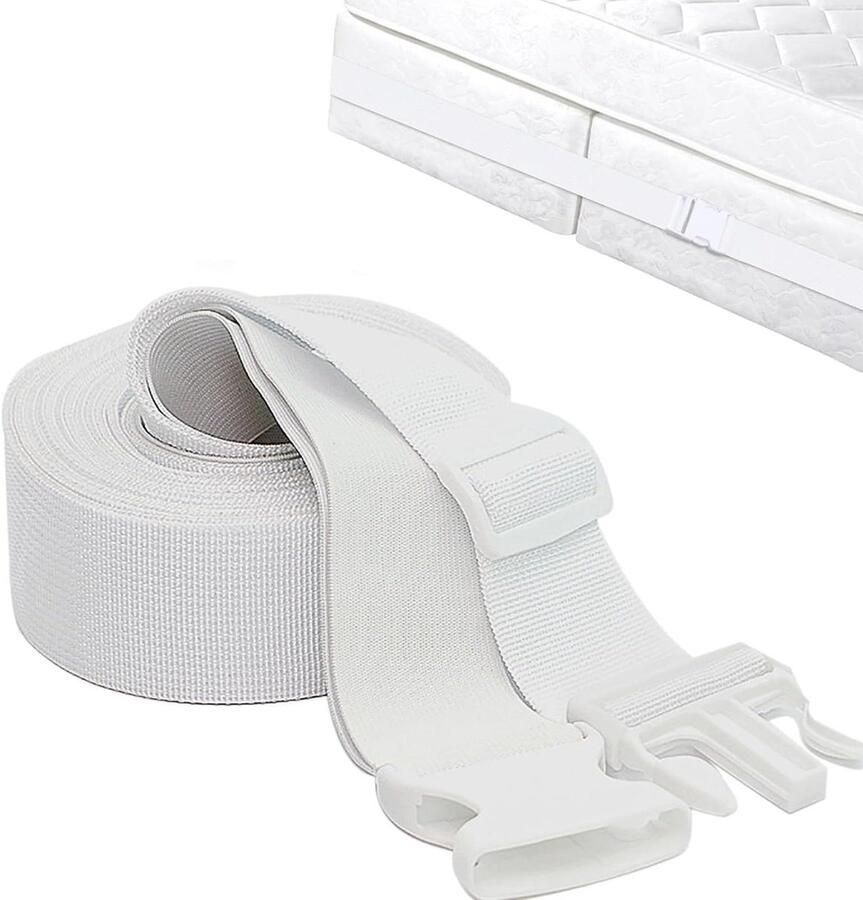 Allecto Plus Snelsluiting voor heren verstelbare elastische riem voor tweepersoonsbed Outdoor antislip Wit Logeerkamer & slaapkamer
