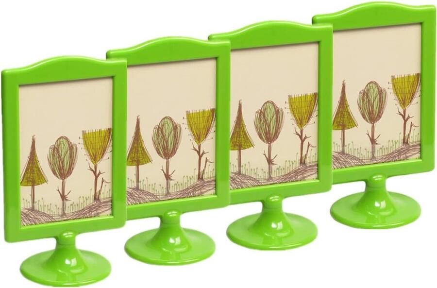 Allecto plus Staande Fotolijsten 4 Stuks Verticale Teken Houders 4x6 Inch Dubbelzijdige Menu Display Voor 2 Foto's School Bruiloft Party Tafel Nummers Houder Kleuren