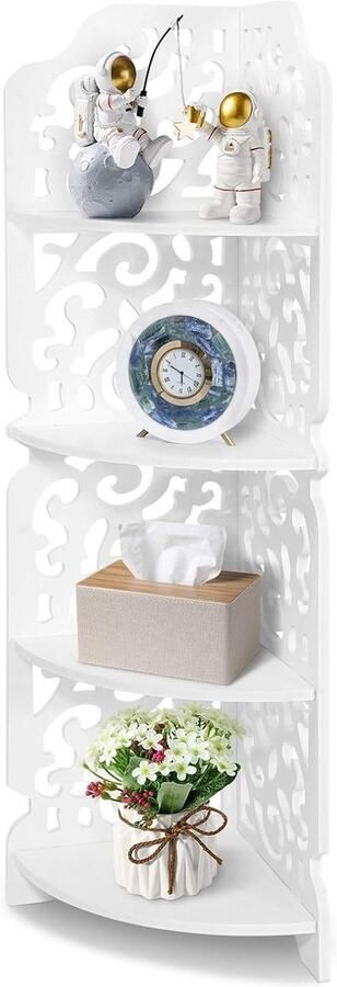 Allecto Plus Stabiele hoekwandplank voor Badkamer en Keuken Waterbestendig Duurzaam Wit 80 x 18 x 22cm