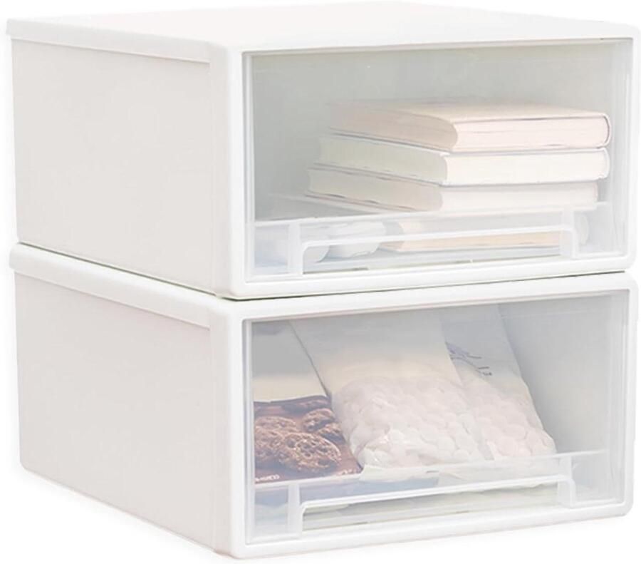 Allecto Plus Stapelbare Plastic Opbergdozen voor Thuis en Kantoor met Lades