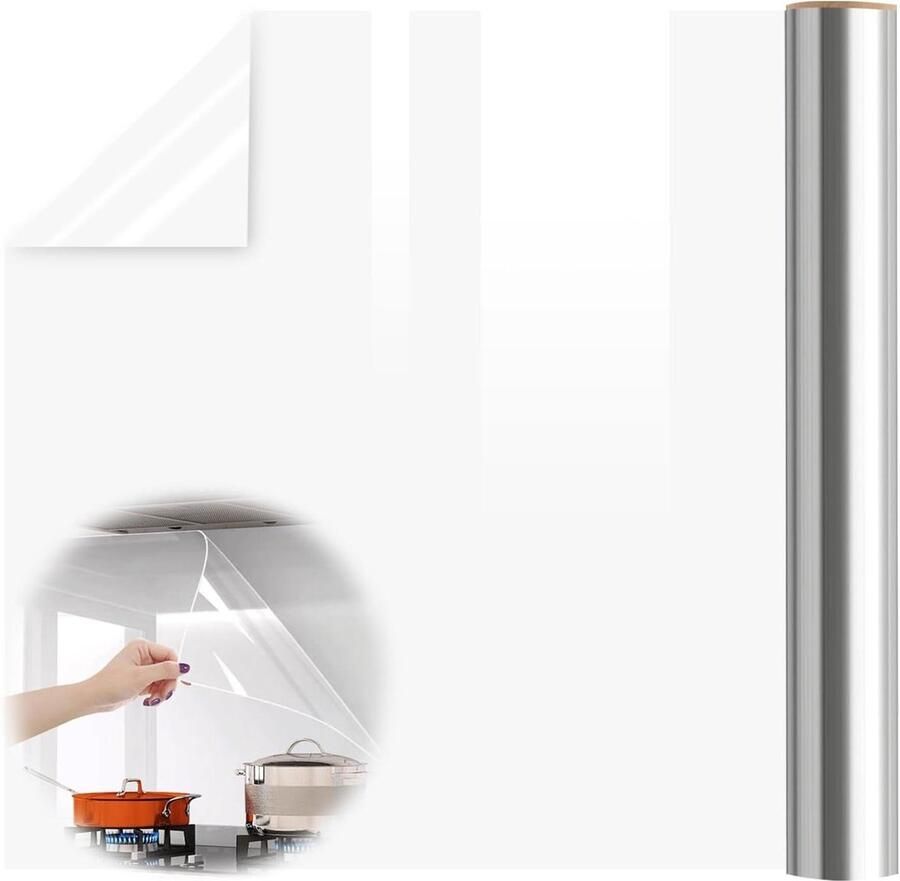 Allecto Plus Statisch transparant plakfolie voor wandbescherming in de keuken 500 cm breed elektrostatisch spatbescherming honden en katten stoelen