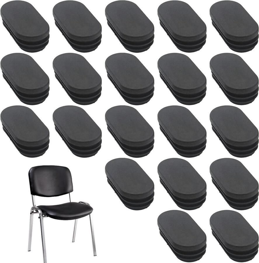 Allecto plus Stoeldoppen voor meubels en stoelen Ovaal 20 x 40 mm 24 stuks