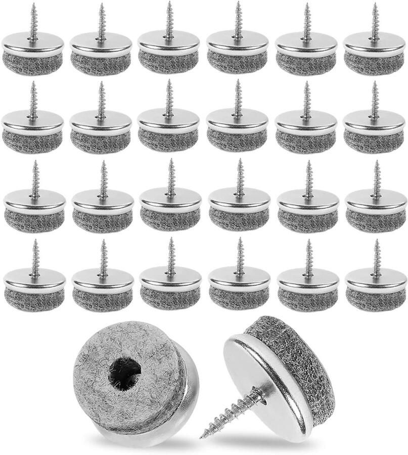 Allecto Plus Stoelglijders Verpakking met 30 stuks Meubelglijders met dik vilt Ideaal voor ronde stoelen Harde oppervlakken Eenvoudige schroefmontage