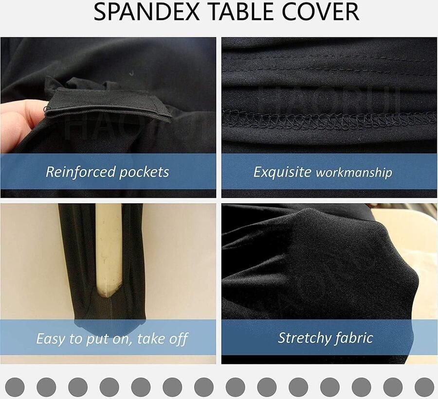 Allecto plus Stoelhoes Spandex Lycra Stretch 10 stuks Zwart Voor Banket en Trouwdag Elastische Eetkamerstoelbeschermer