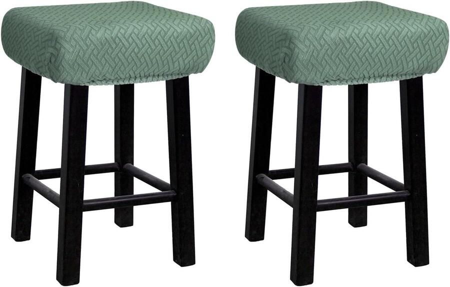 Allecto plus 2 stoelhoezen voor rechthoekige barkrukken en zadelstoelen groen bescherming voor houten en metalen bankstoelen