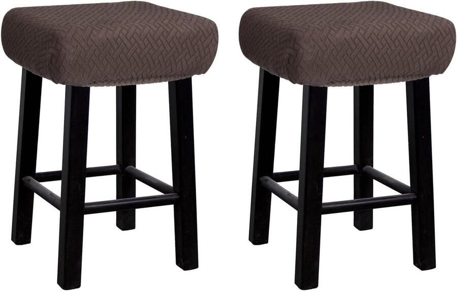Allecto plus Stoelhoezen voor Barkrukken en Stoelen Donkerbruin Set van 2