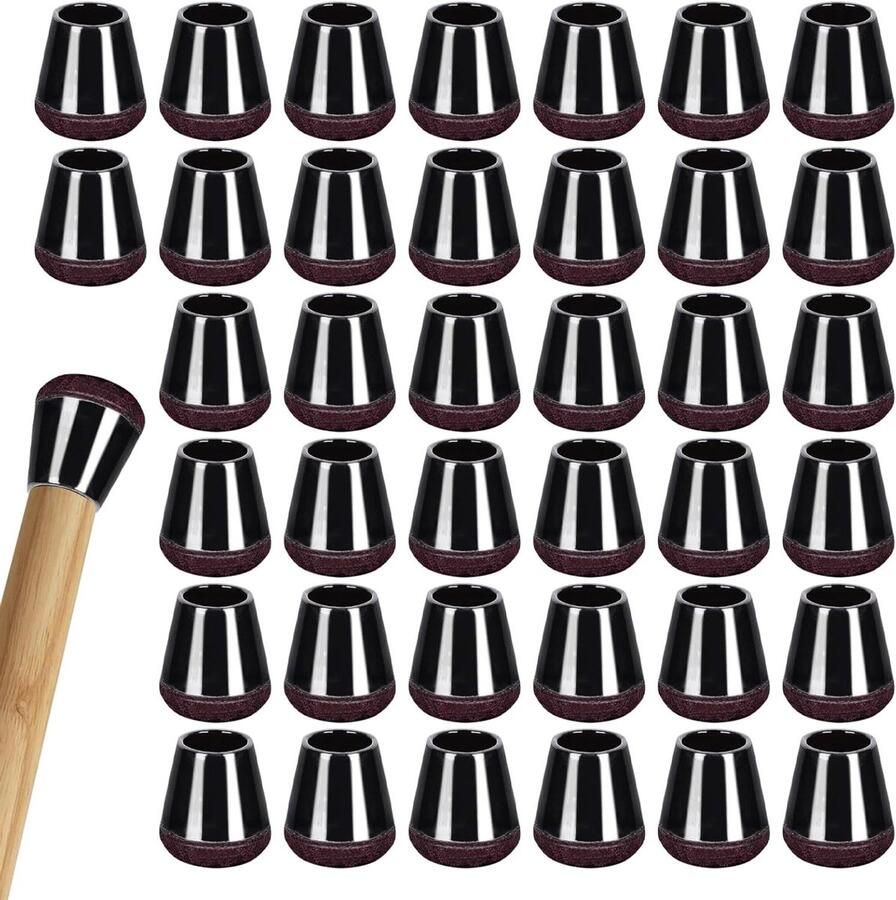 Allecto Plus Stoelpootbeschermers Siliconen Zwart 32 stuks 15-21 mm Anti-slip Geluidsreductie Meubelvoeten Pootdoppen Beschermdoppen