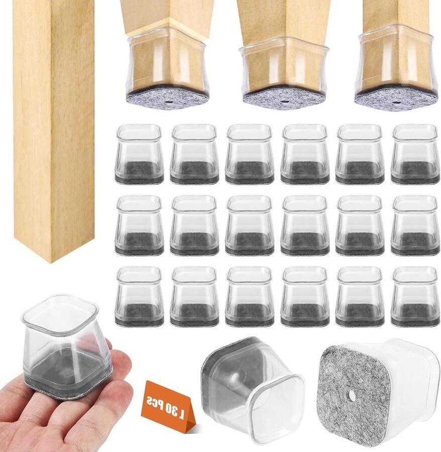 Allecto Plus Stoelpootbeschermers Vilt Transparant Set van 8 stuks