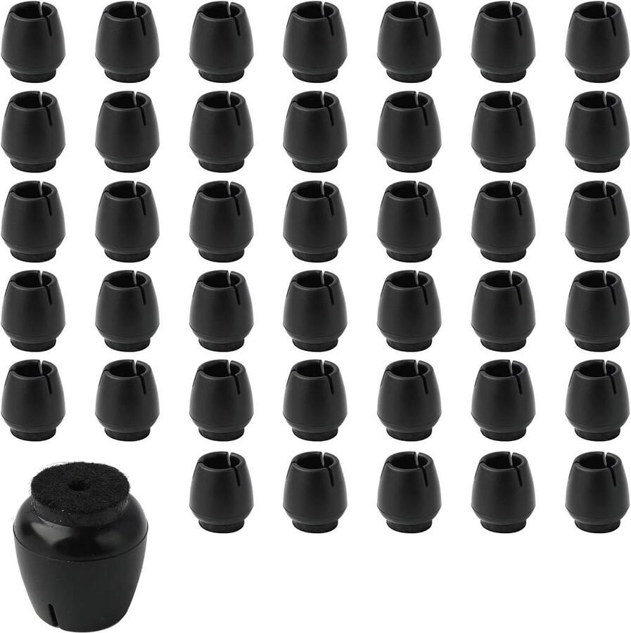Allecto Plus Stoelpootbescherming Siliconen Pads 40 Stuks Geschikt voor 12-16mm Ronde Poten Vloerbescherming voor Stoelen Tafels en Kantoormeubels Zwart naar wens