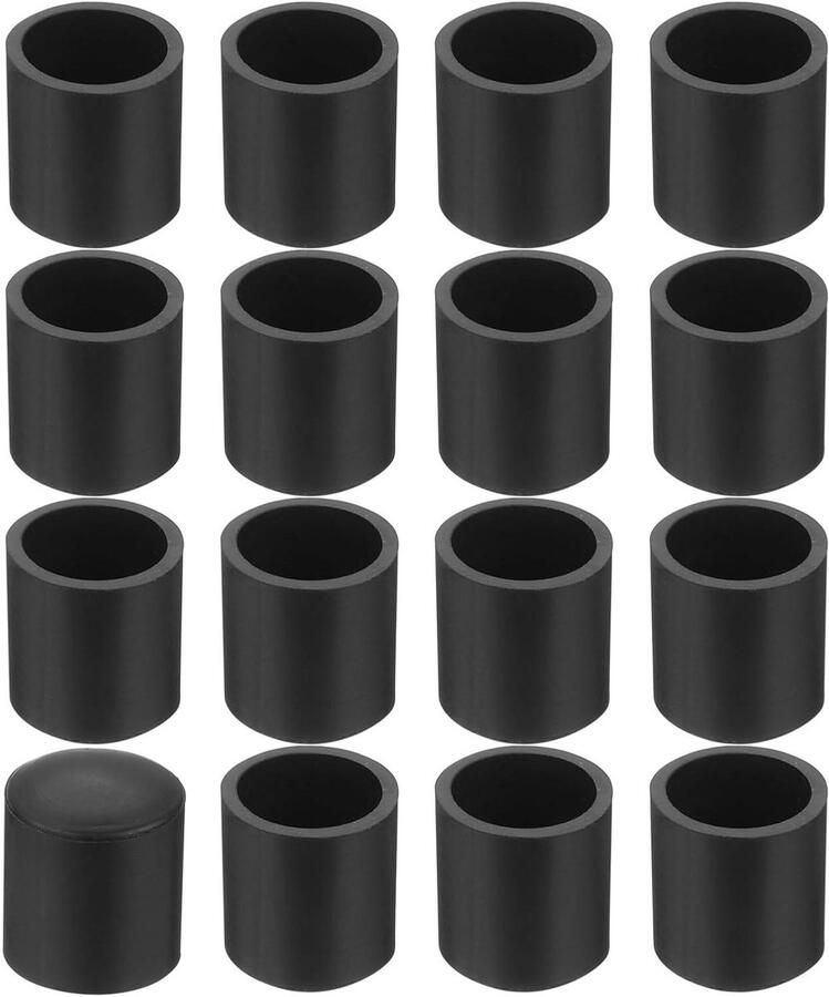 Allecto plus 48 stuks afdekkappen voor stoelpoten 10 mm PVC antislip stoelpootbeschermers ronde rubberen beschermkappen zwart meubels