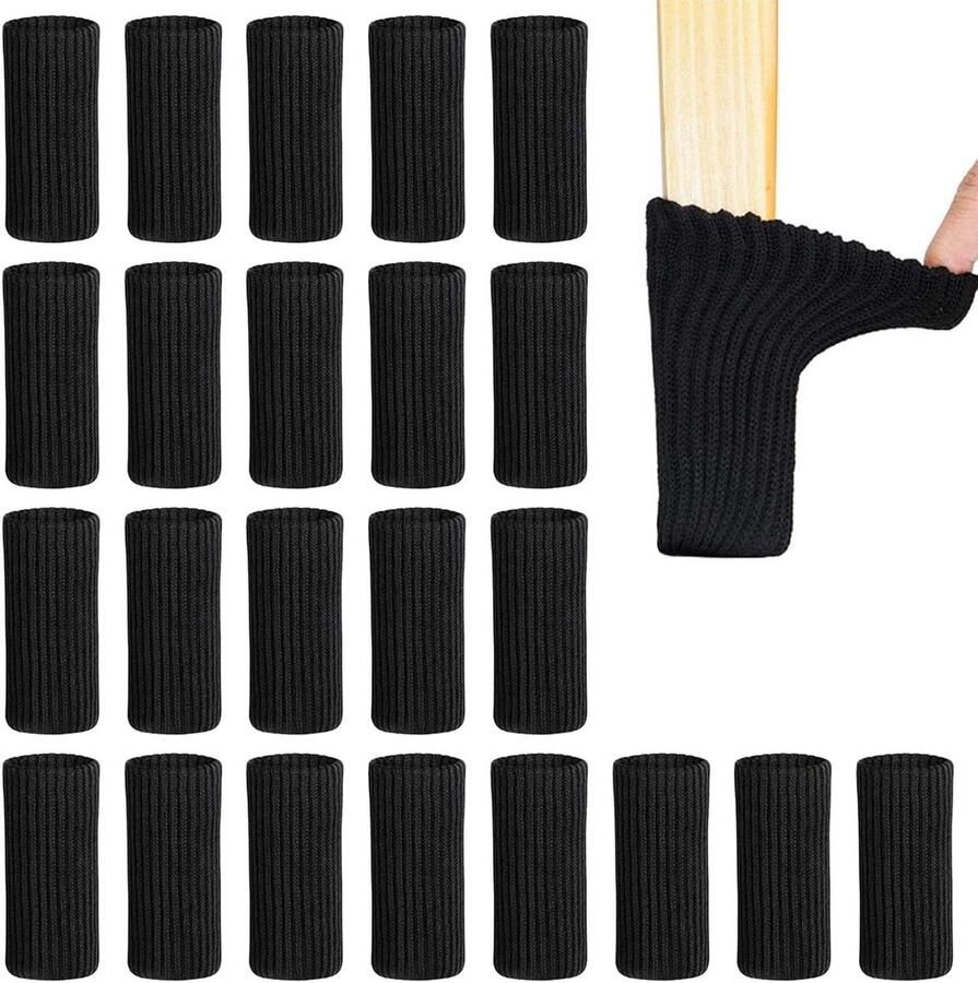 Allecto Plus Stoelpootdoppen 24 stuks zwart voor meubels tafel vloerbescherming