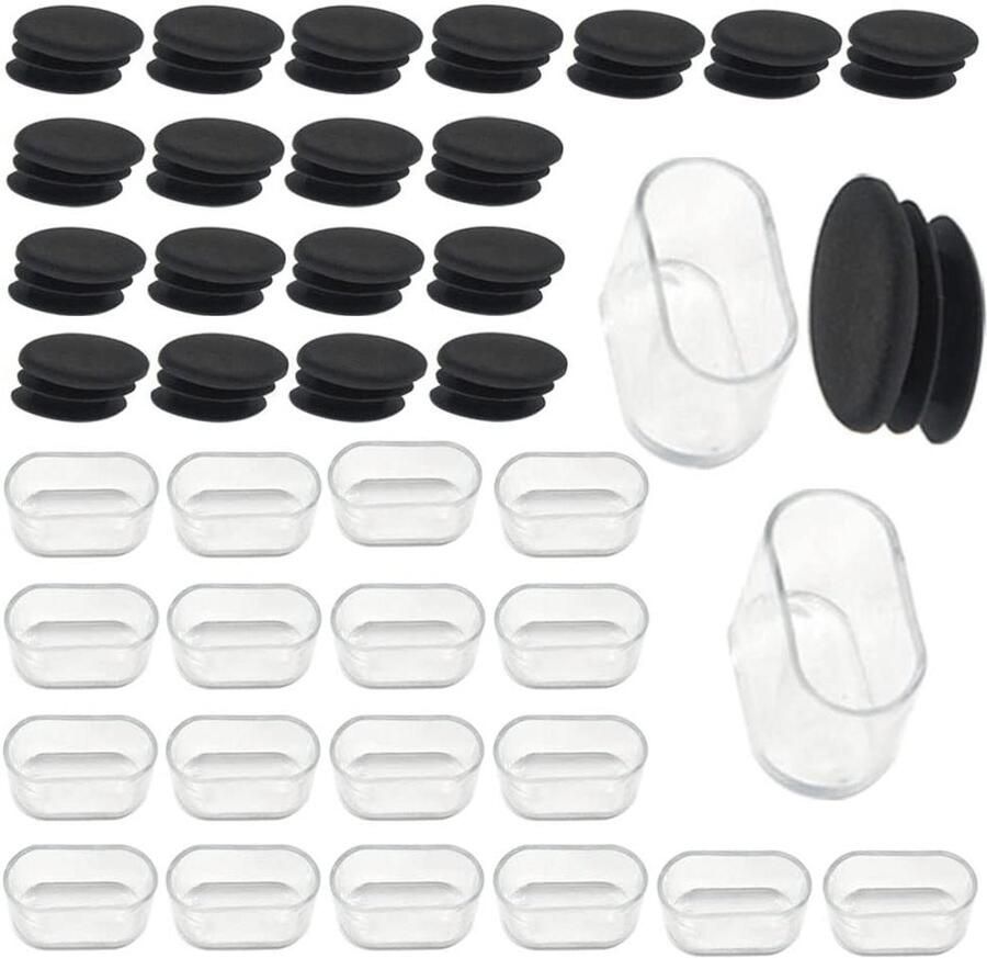 Allecto Plus Stoelpootdoppen 40 stuks rubber voor ovale stoelen Stoeldoppen Transparante lagers Voetkussens Boogstoel Bureau Stoelbescherming