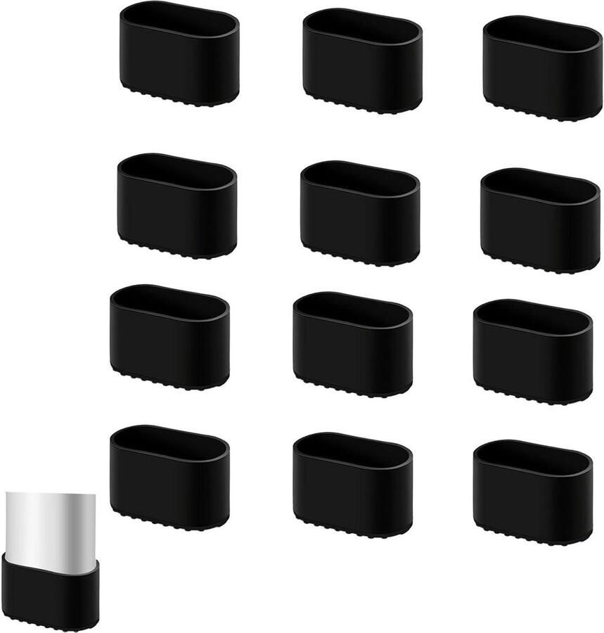 Allecto Plus Stoelpootdoppen set van 12 40 x 20 mm voor tuinstoelen Anti-lawaai en krasbestendig