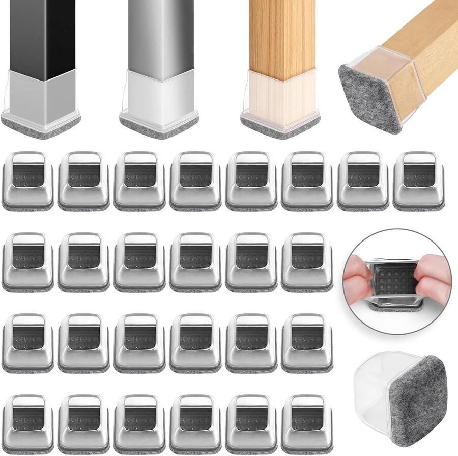 Allecto plus Stoelpoothoezen siliconen meubelpads voor houten vloeren 13-20mm Bescherming tegen krassen en lawaai