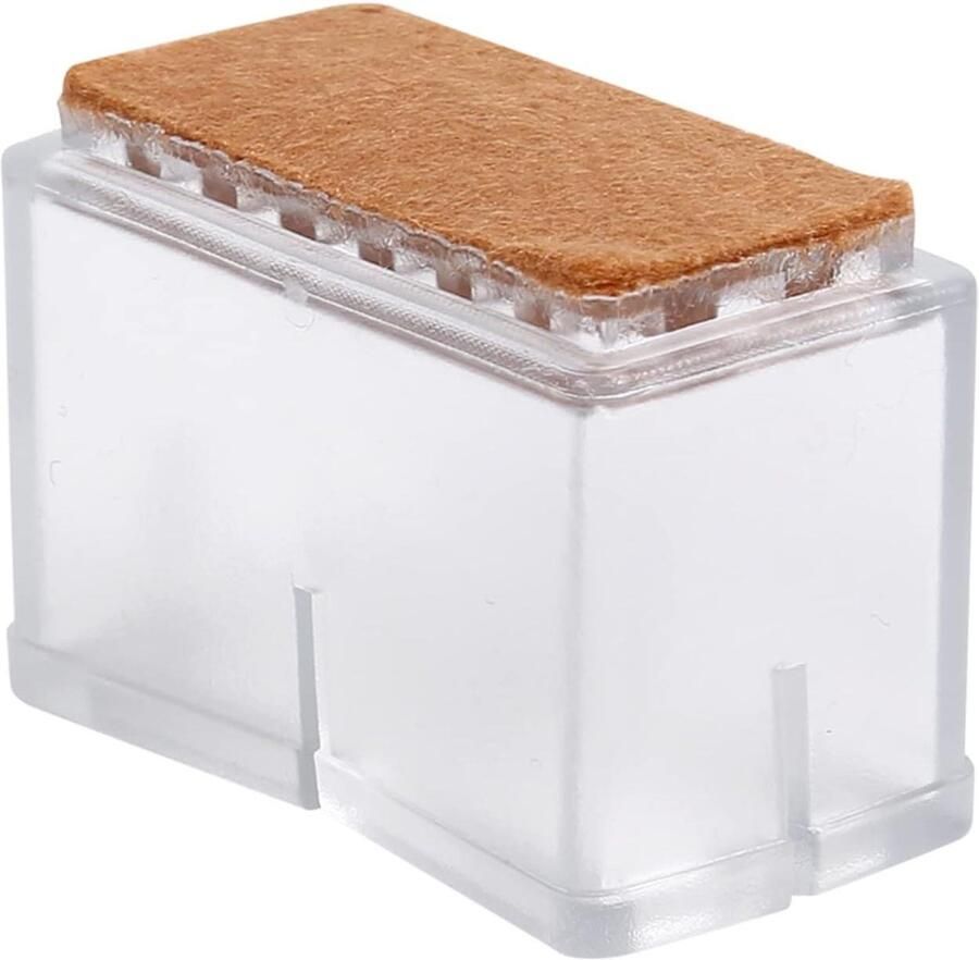 Allecto plus Stoelpoten Hoes Set van 8 stuks voor Rechthoekige Meubelpoten Transparant Bescherming met Rubberen Zool