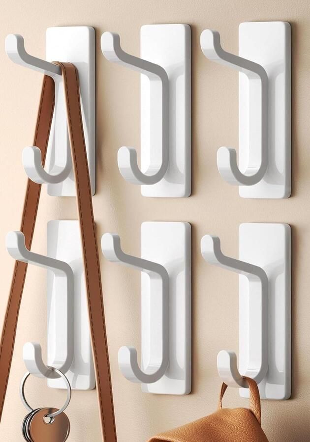 Allecto plus Stokhaken voor handdoek jas hoed sleutel metaal roestvrij 6 kg draagkracht zelfklevende kapstokhaak voor deur heavy duty hangers voor wandmontage in badkamer douche keuken